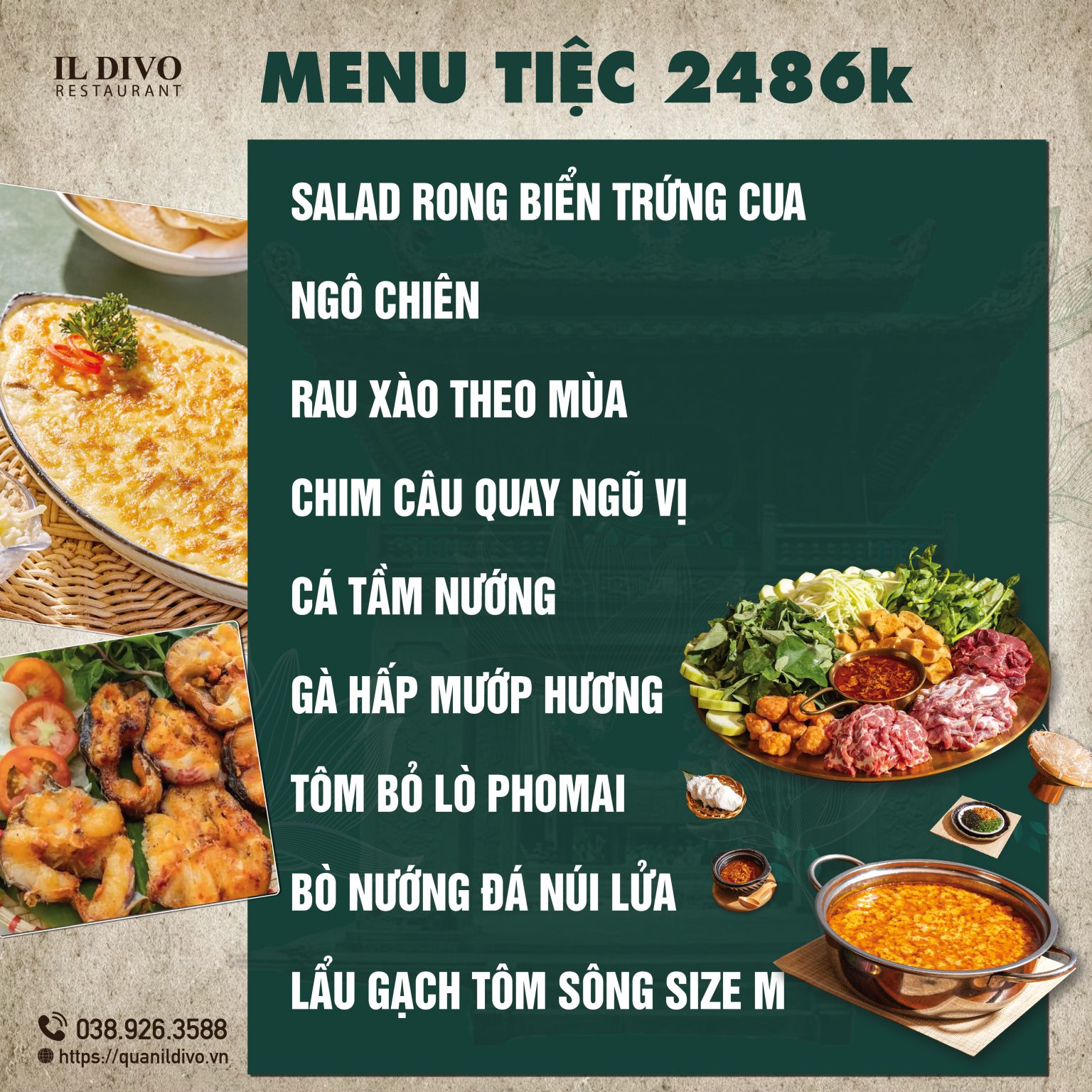 Thực đơn - Quán IL Divo – Chuỗi nhà hàng Lẩu gạch tôm sông